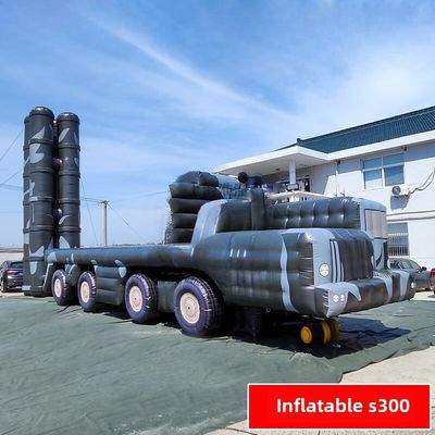 Simulazione di addestramento militare sul campo Falso bersaglio gonfiabile Esercizio di simulazione all'aperto Camuffamento Modello S300 Veicolo missilistico gonfiabile doppia forma Marcia + Lancio 1:1 Clip Mesh personalizzato